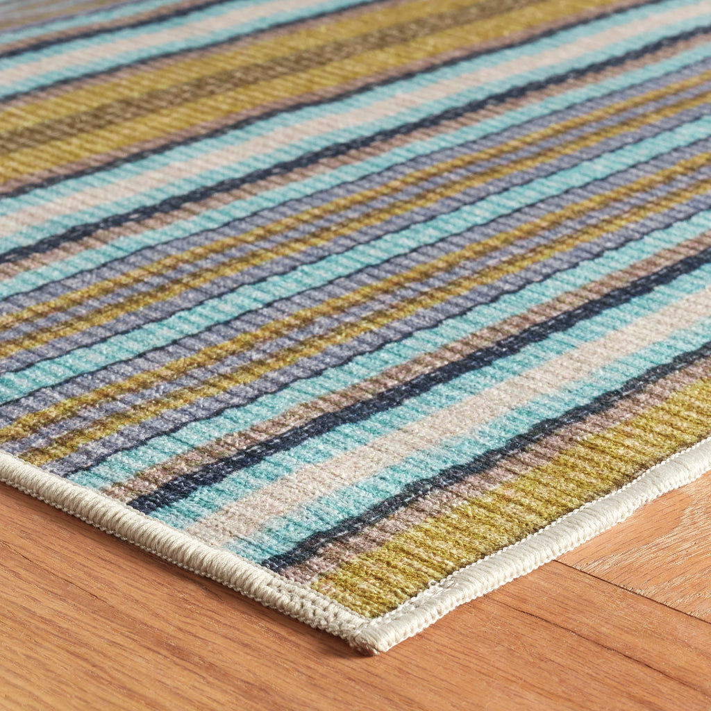 Dash & Albert - Treehouse Stripe Green Machine Washable Rug