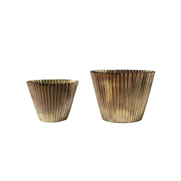 Large Fluted Brass Pots (Two Sizes Available)