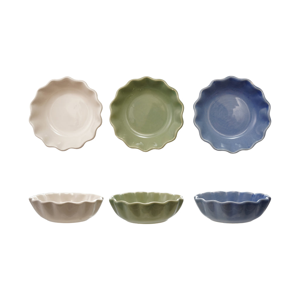 Scalloped Stoneware Bowls (Three Colours Available)