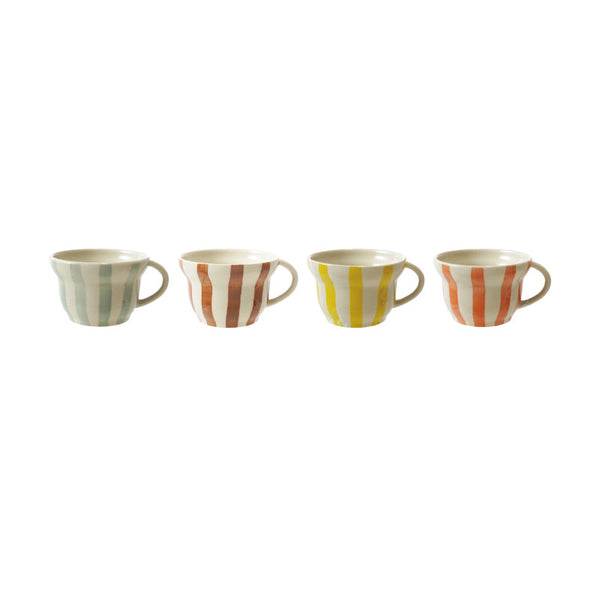 Hand-Painted Striped Mugs (Four Colours Available)