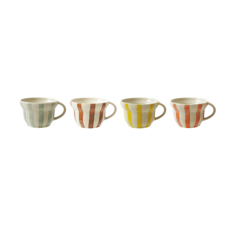 Hand-Painted Striped Mugs (Four Colours Available)