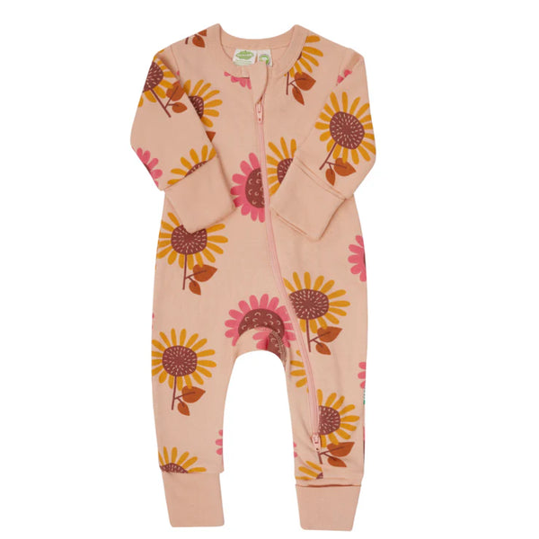 Parade Organics Signature Print '2-Way' Zipper Romper - Sunflowers
