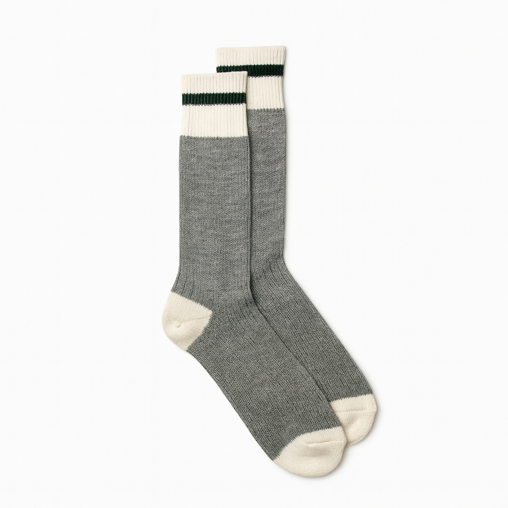 Made in Canada Heritage Wool Socks - Green Stripe (Two Sizes Available)