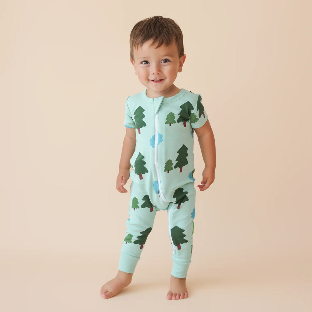 Parade Organics Short Sleeve '2-Way' Zipper Romper - Forest