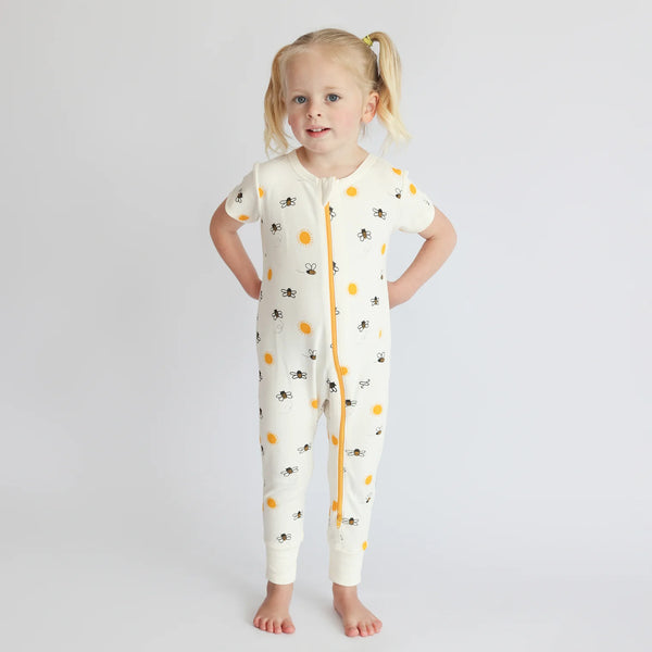 Parade Organics Short Sleeve '2-Way' Zipper Romper - Bees