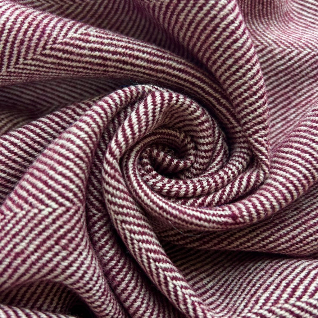 McNutt of Donegal Merino Lambswool Blanket - Burgundy Herringbone