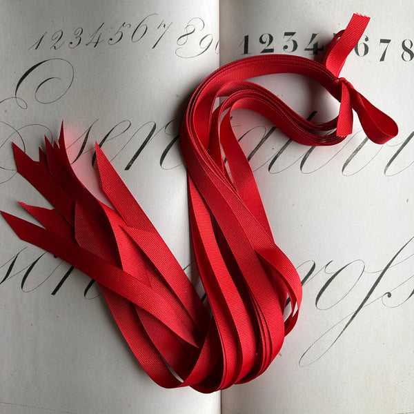 Red Grosgrain Ribbon 5/8" Wide - Pre-Cut Bundle of Ten