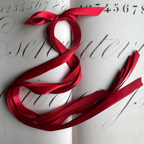 Red Satin Ribbon 5/8" Wide - Pre-Cut Bundle of Ten