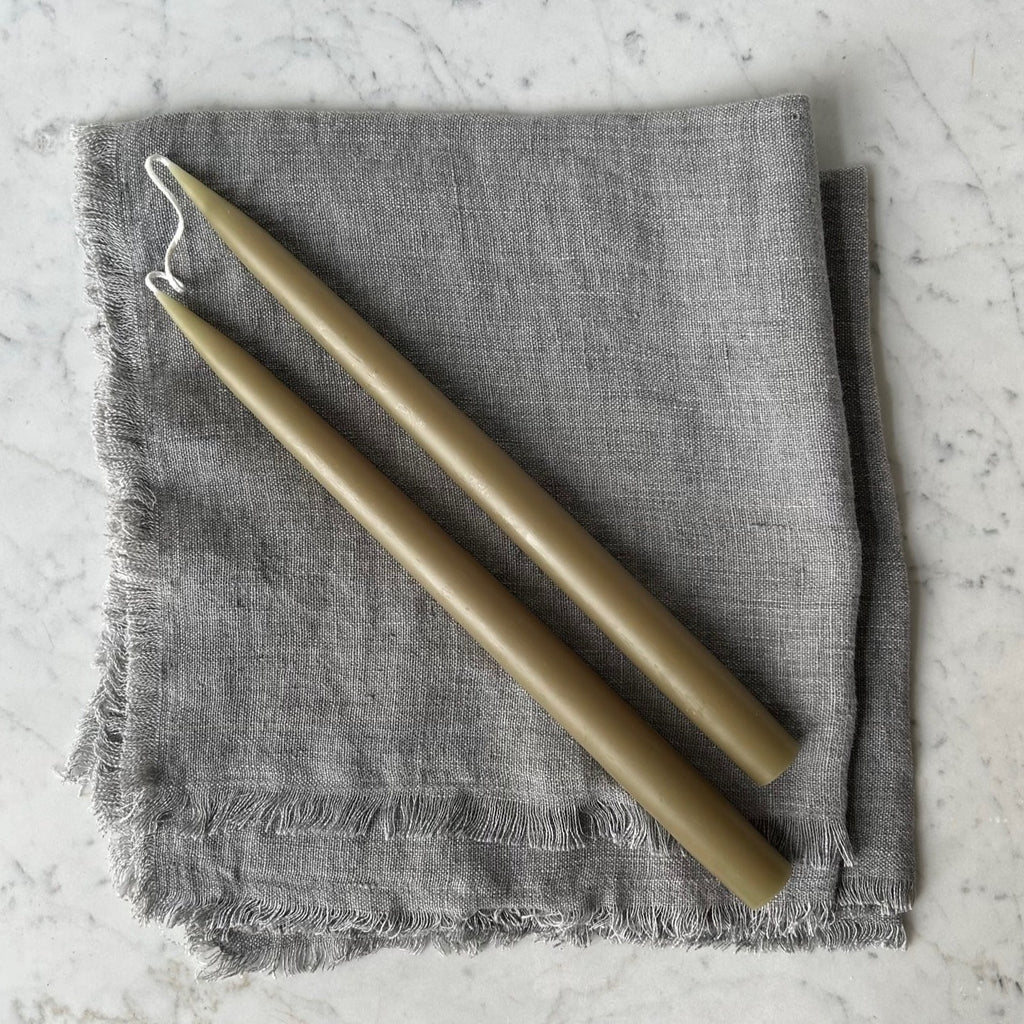 Pair of Hand-Dipped Danish Tapers - Olive