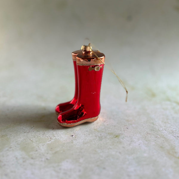 Glass Rain Boots Ornament