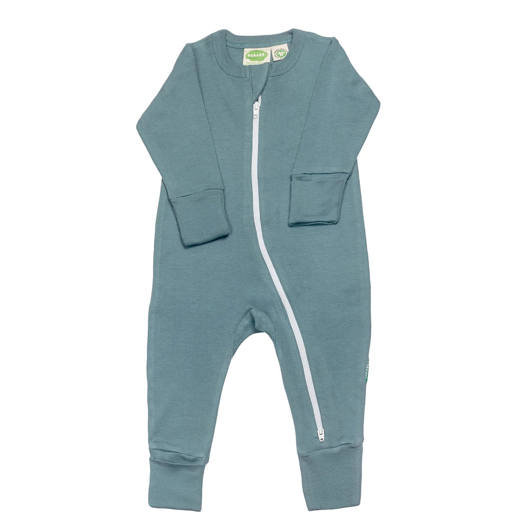 Parade Organics Essentials '2-Way' Zipper Romper - Ocean Blue