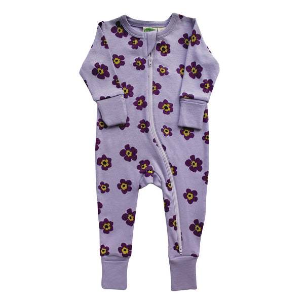 Parade Organics Signature Print '2-Way' Zipper Romper - Pansies