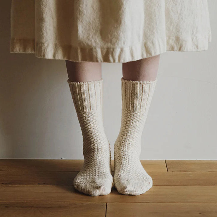 Wool Cotton Boot Socks - Ivory