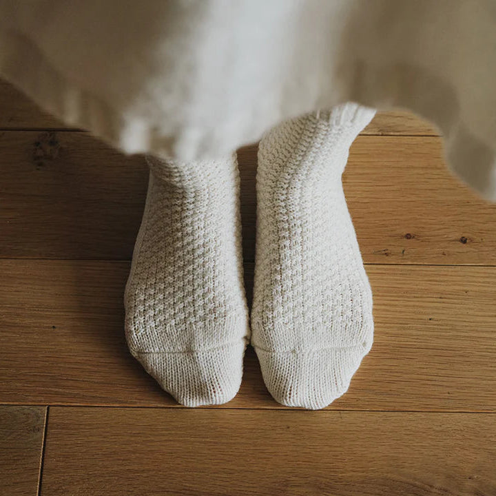 Wool Cotton Boot Socks - Ivory