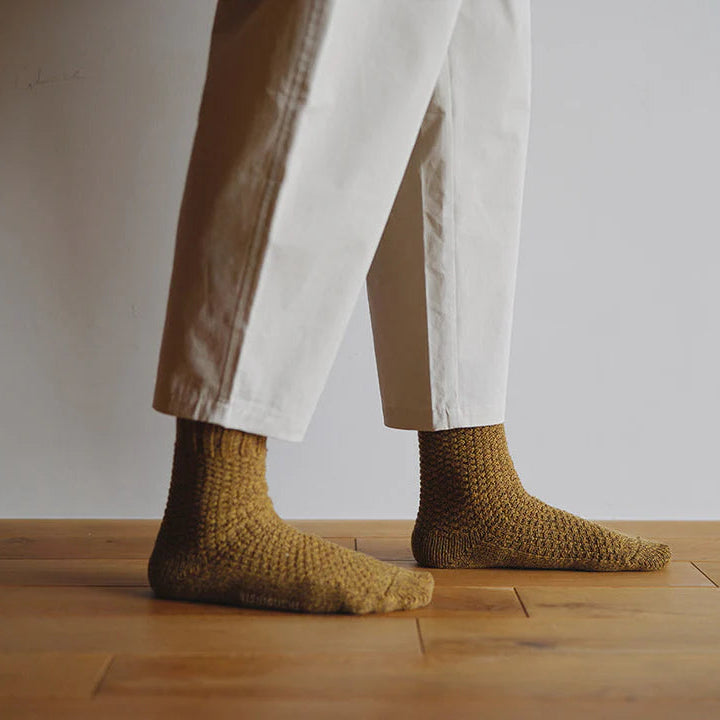 Wool Cotton Boot Socks - Mustard