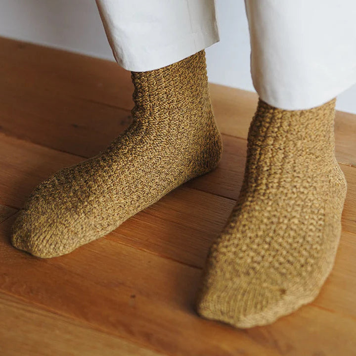 Wool Cotton Boot Socks - Mustard