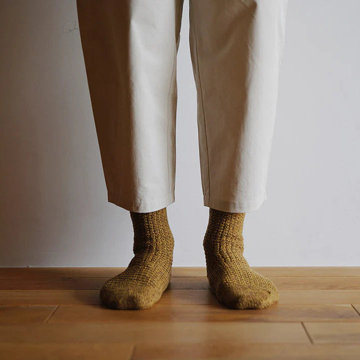 Wool Cotton Boot Socks - Mustard