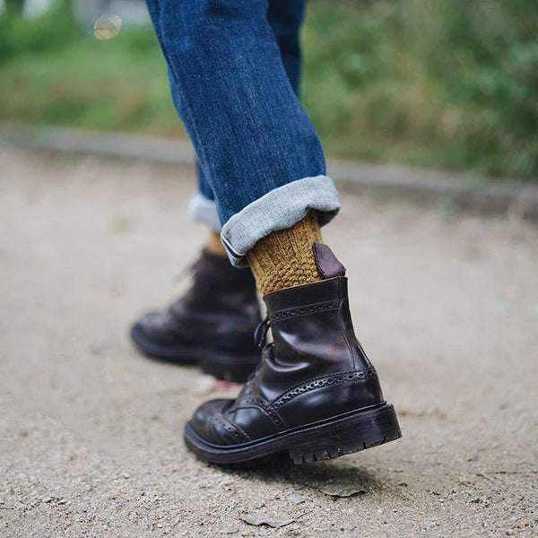 Wool Cotton Boot Socks - Mustard