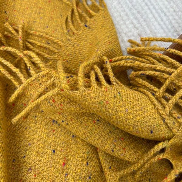 McNutt of Donegal Inishbofin Wool Tweed Blanket - Yellow