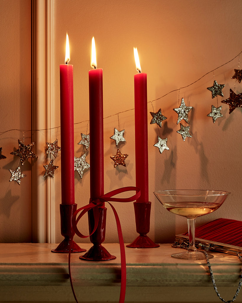 Cast Iron Candle Holder - Red