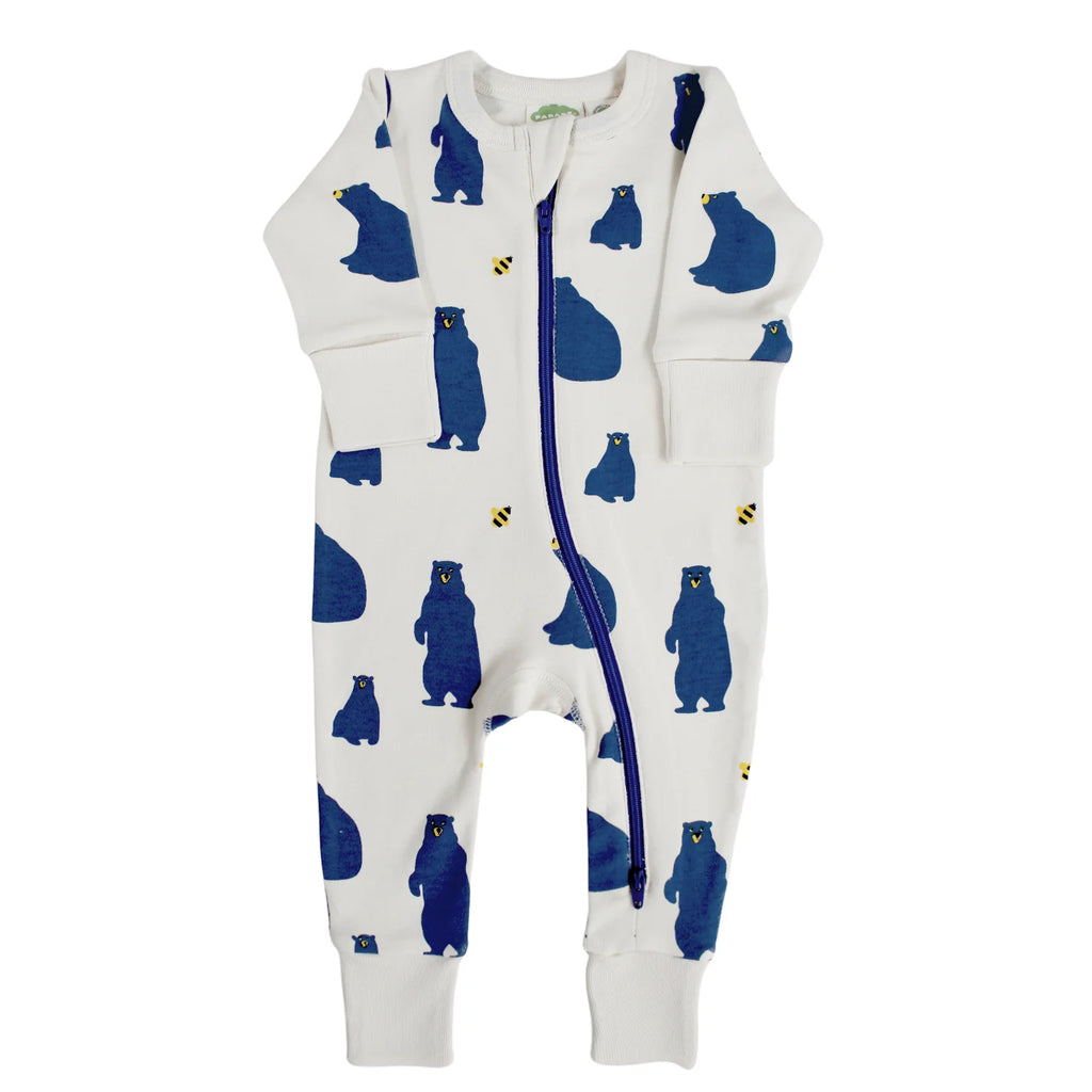 Parade Organics Signature Print '2-Way' Zipper Romper - Blue Bears