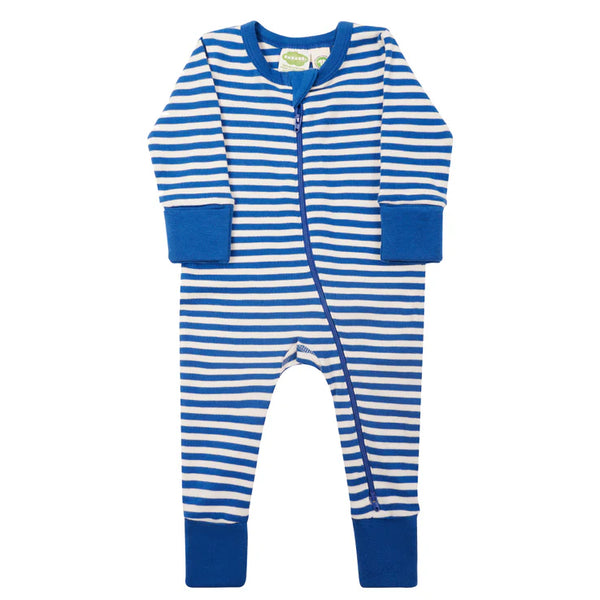 Parade Organics Striped '2-Way' Zipper Romper - True Blue