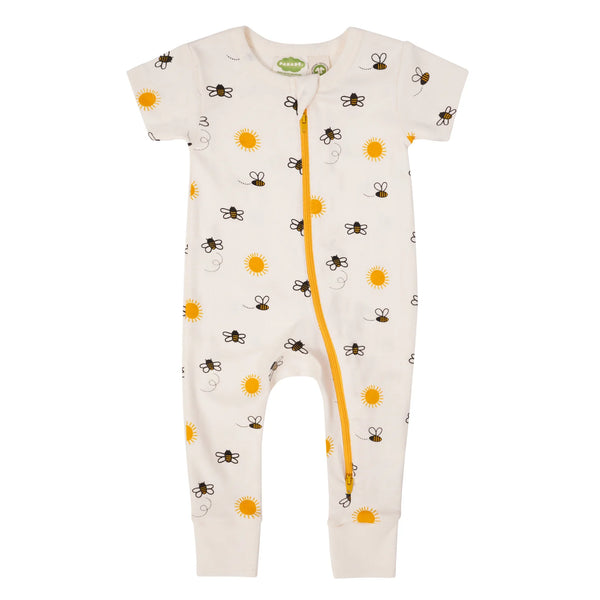 Parade Organics Short Sleeve '2-Way' Zipper Romper - Bees
