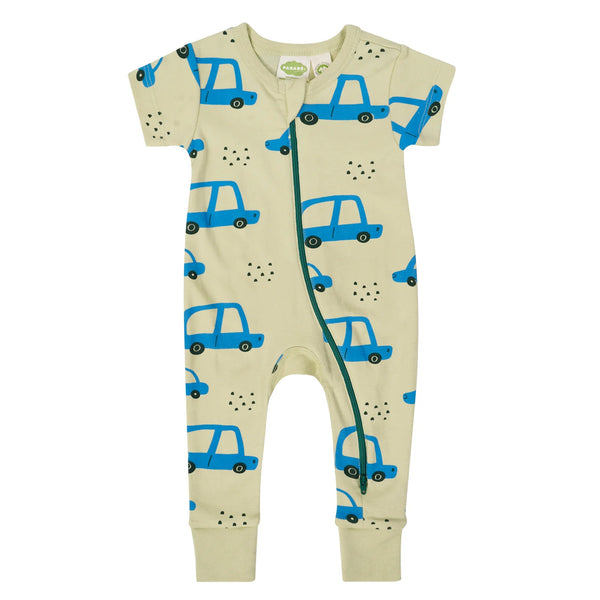 Parade Organics Short Sleeve '2-Way' Zipper Romper - Cars