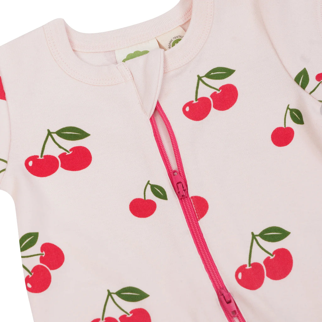 Parade Organics Short Sleeve '2-Way' Zipper Romper - Cherries