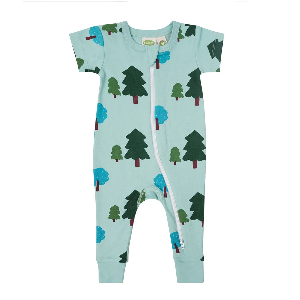 Parade Organics Short Sleeve '2-Way' Zipper Romper - Forest