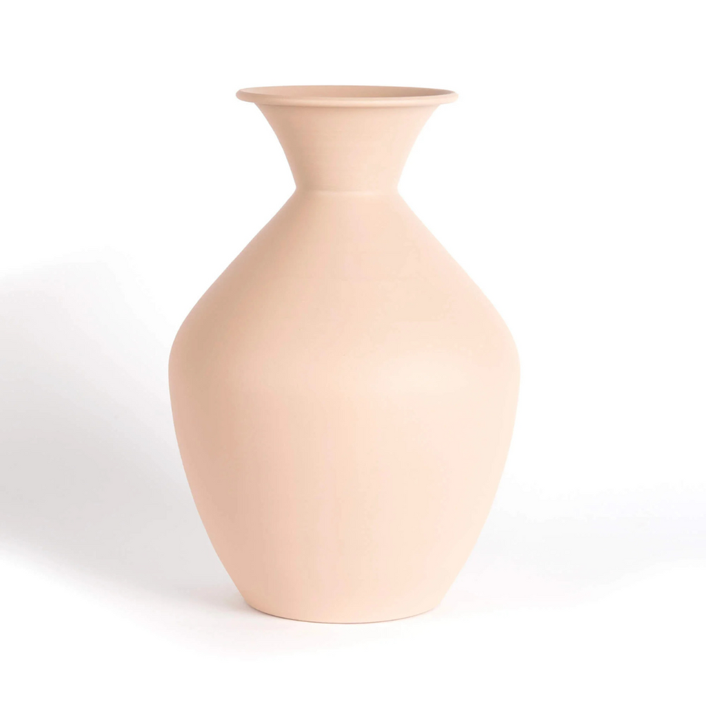 Fluted Metal Vase - Blush