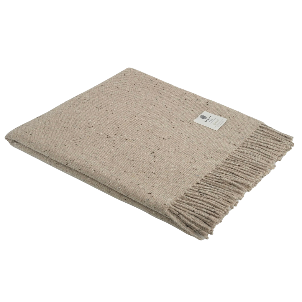 McNutt of Donegal Inishkeel Wool Tweed Blanket - Oatmeal