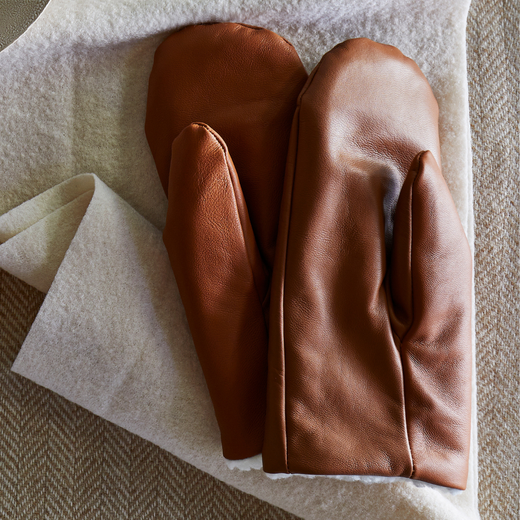 Made in Canada Leather Mittens - Tan