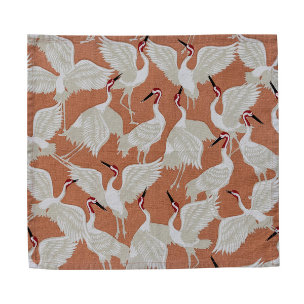 Crane Print Cotton Napkins (Sold Individually)