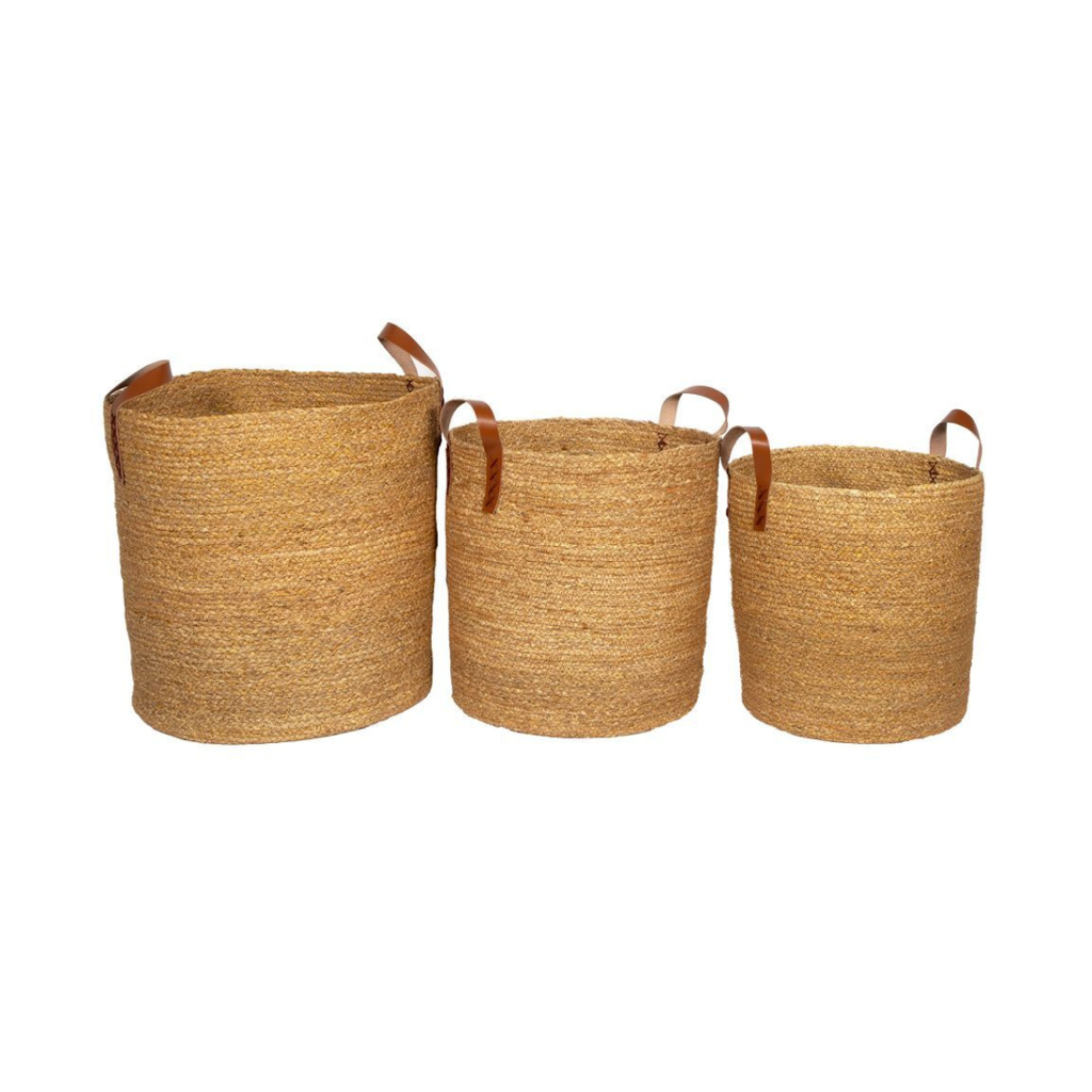 Seagrass Basket With Leather Handles - Three Sizes Available