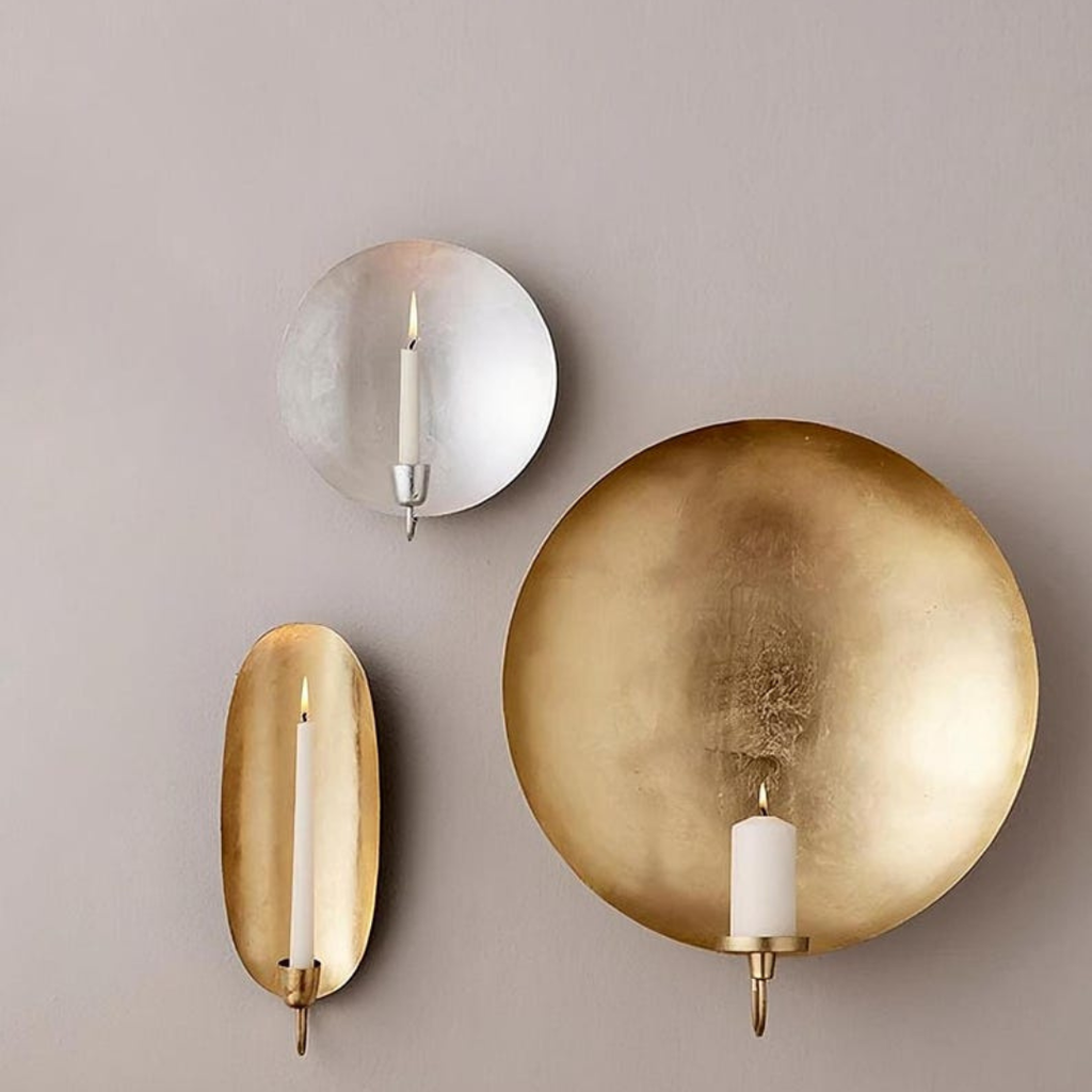Brass Candle Wall Sconce - 10" (Two Colours Available)