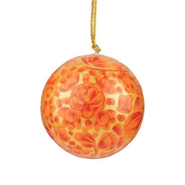Floral Ball Ornament - Red/Orange (Two Sizes Available)