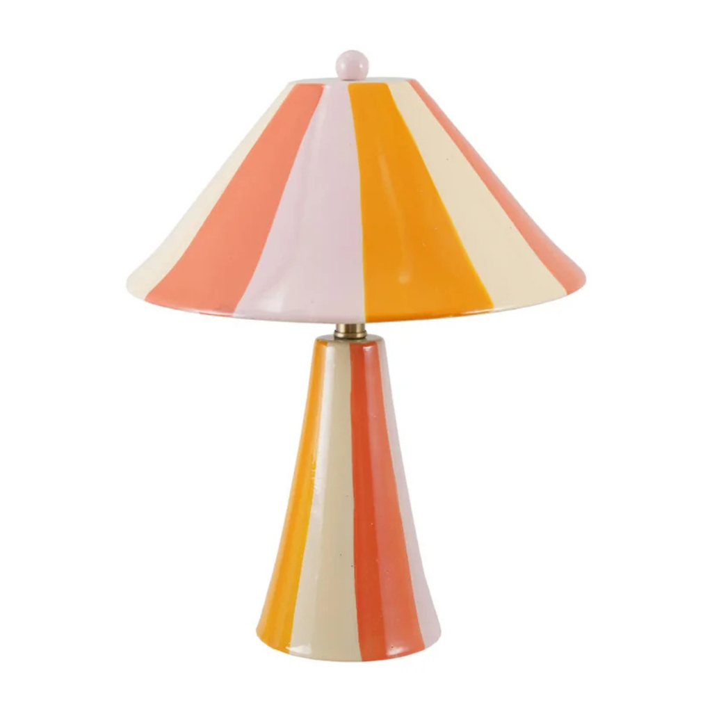 Striped Stoneware Table Lamp