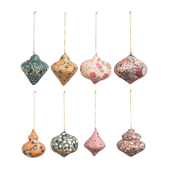 Block Printed Finial Ornaments (Eight Styles Available)