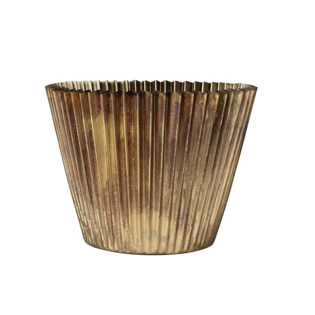 Large Fluted Brass Pots (Two Sizes Available)