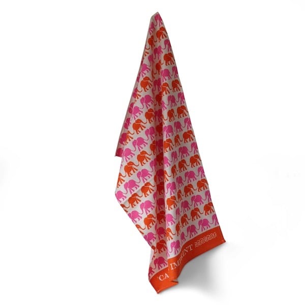 Elephant Tea Towel - Pink & Orange
