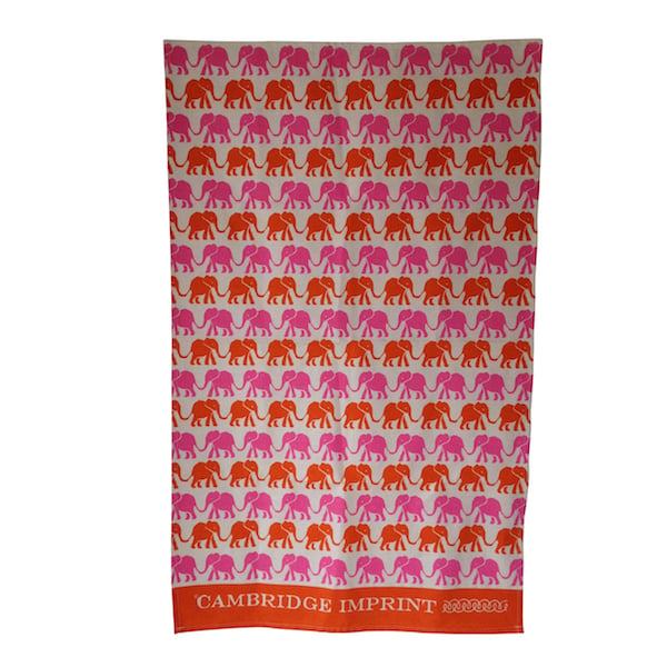 Elephant Tea Towel - Pink & Orange