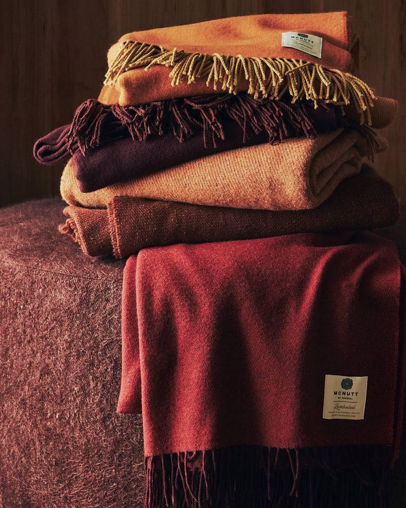 McNutt of Donegal Lambswool Blanket - Orange & Mustard
