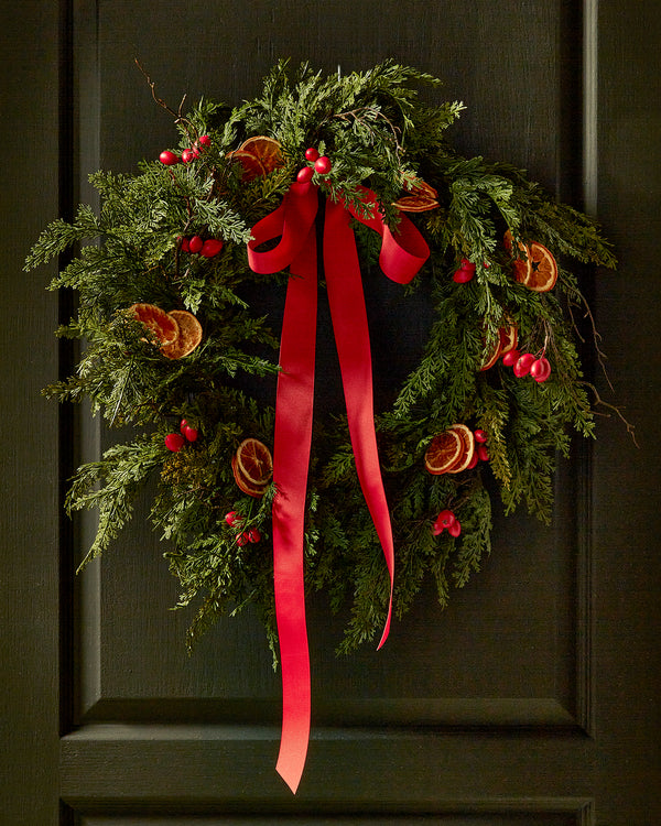 W&P Custom Wreath - 24" Cedar with Citrus & Rosehip