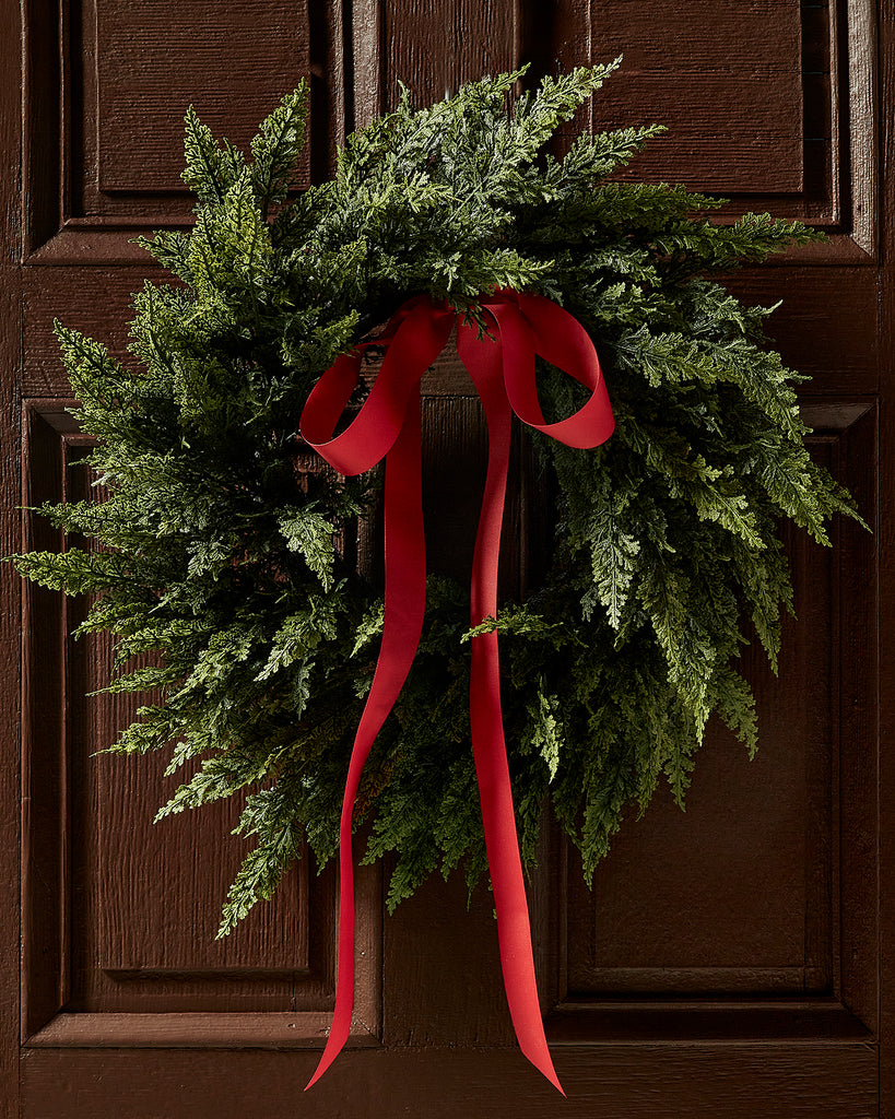 W&P Custom Wreath - 24" Cedar with Bow (Five Colours Available)