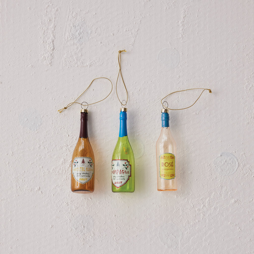 Glass Wine Bottle Ornaments (Three Styles Available)