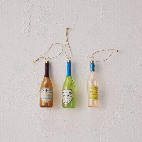 Glass Wine Bottle Ornaments (Three Styles Available)