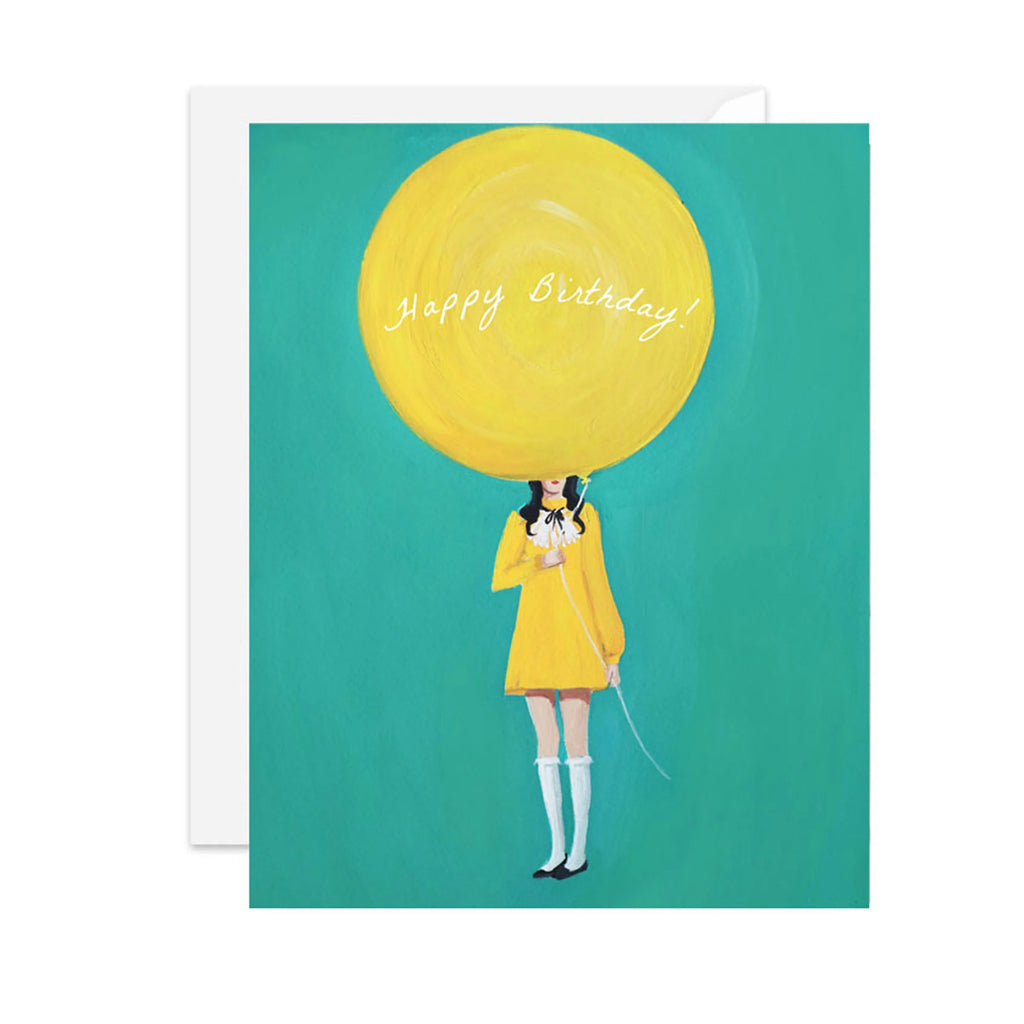 Yellow Balloon Happy Birthday Card from Janet Hill Studio