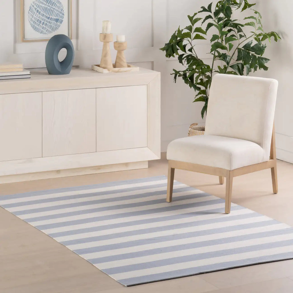 Dash & Albert - Banks Stripe Swedish Blue Handwoven Indoor/Outdoor Rug