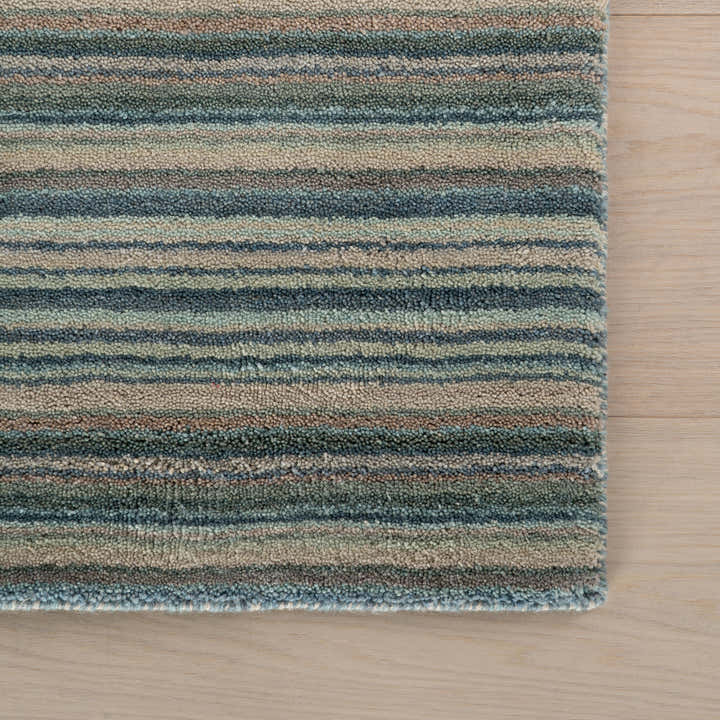 Dash & Albert - Brindle Stripe Blue Hand Loom Knotted Wool Rug